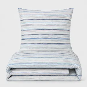 dwustronna pościel w paseczki bawełniana 220x200 PREMIUM JUNE BLUE