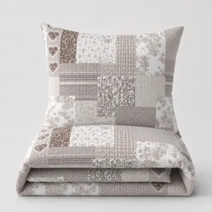 patchwork z motylem beż pościel kora bawełniana lux PREMIUM POLSKA