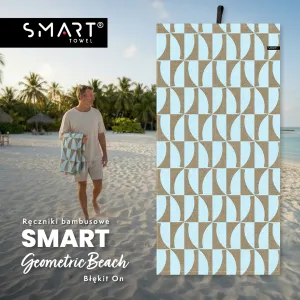 GEOMETRIC BEACH BŁĘKIT ON bambusowy ręcznik smart towel 75x150 TEXPOL