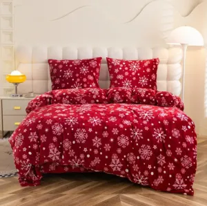 śnieżynki pościel z mikrofibry miś plusz SHY-3197 160x200 COTTON WORLD