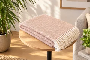 beżowy koc wełniany z frędzlami 150x200 produkt polski