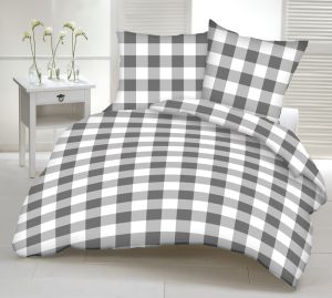 krata szara pościel bawełniana PREMIUM polska