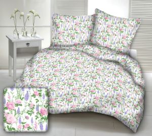 lawenda pościel bawełniana 160x200 PREMIUM PROWANSJA BIAŁA